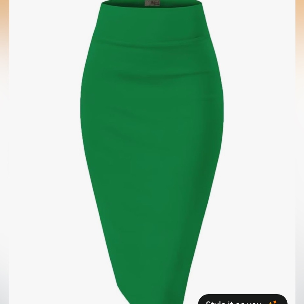 Green High-Waist Pencil Skirt